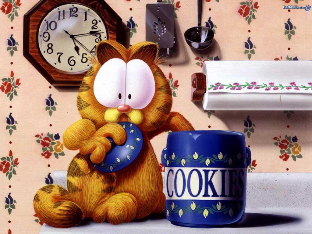 Garfield podjada ciastka puzzle online